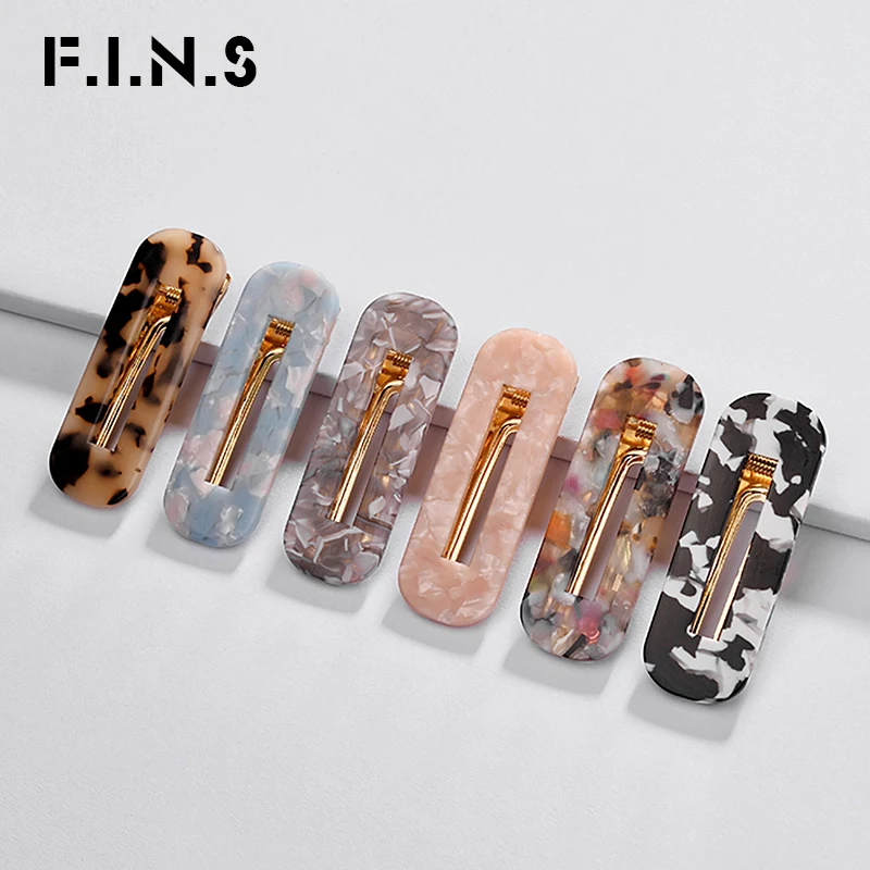 

F.I.N.S Woman Fashion Jewelry Korean Hair Accessories 6 Colors Rectangle Acrylic Resin Hair Clips Simple Bridal Acetate Hairwear