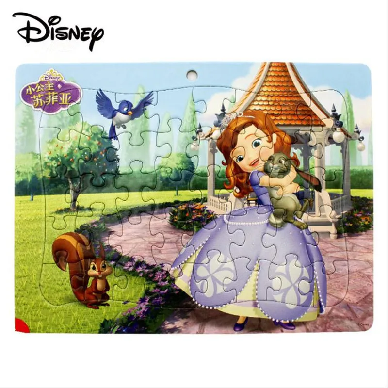 Disney натуральная принцессы лицензированных товаров маленькая София, вечернее платье, 40/48/60 шт. детские головоломки обучающие игрушки для мальчиков и для девочек подарок на день рождения