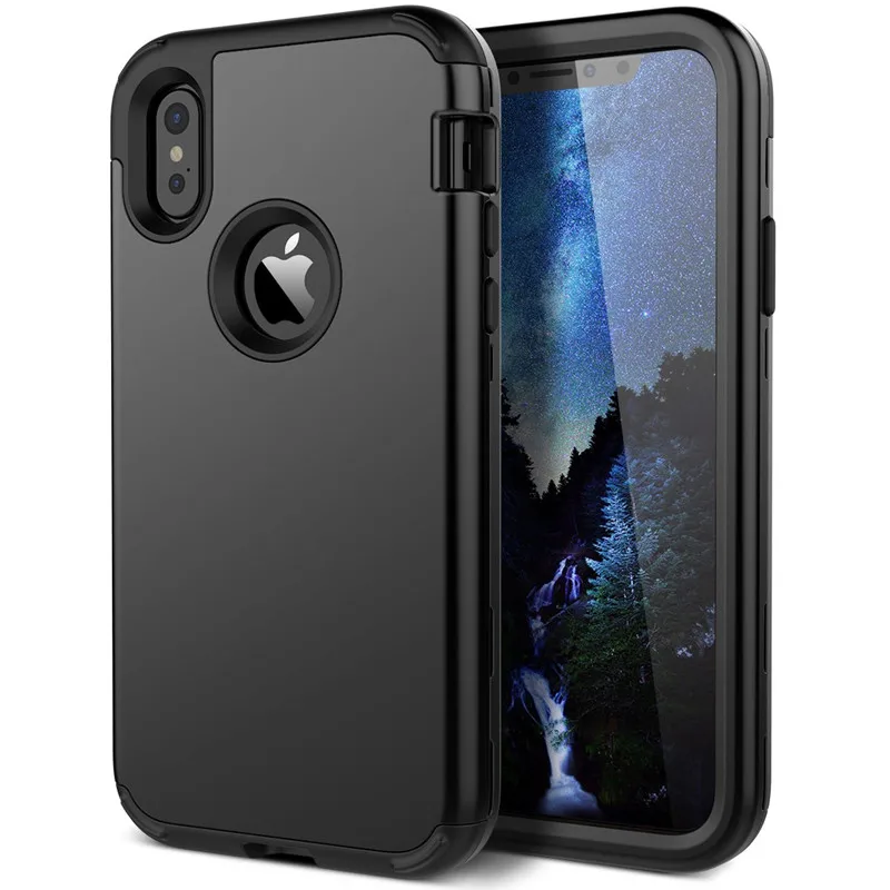 

3 in 1 Hybrid Shockproof Full-Body Military Grade Protective Cover Case for iPhone X XS XR XS Max Rugged Case for iPhone 7 7Plus