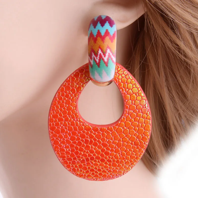 NeeFu WoFu Flash кожа серьги большие для женщина капли воды Длинные Brincos Oorbellen Leopard