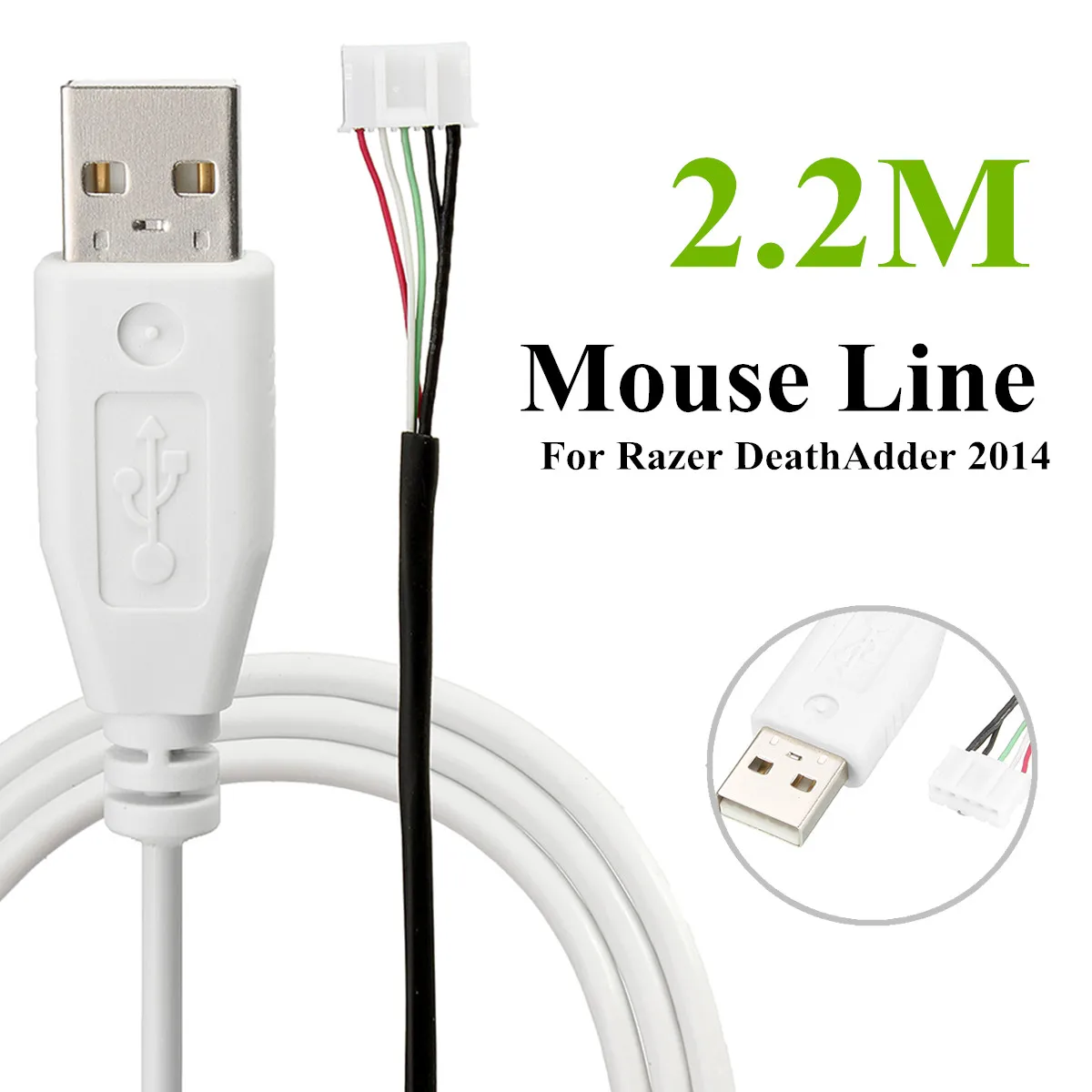 220cm Gaming Mouse USB Mouse Cable Line Replacement Wire For Razer