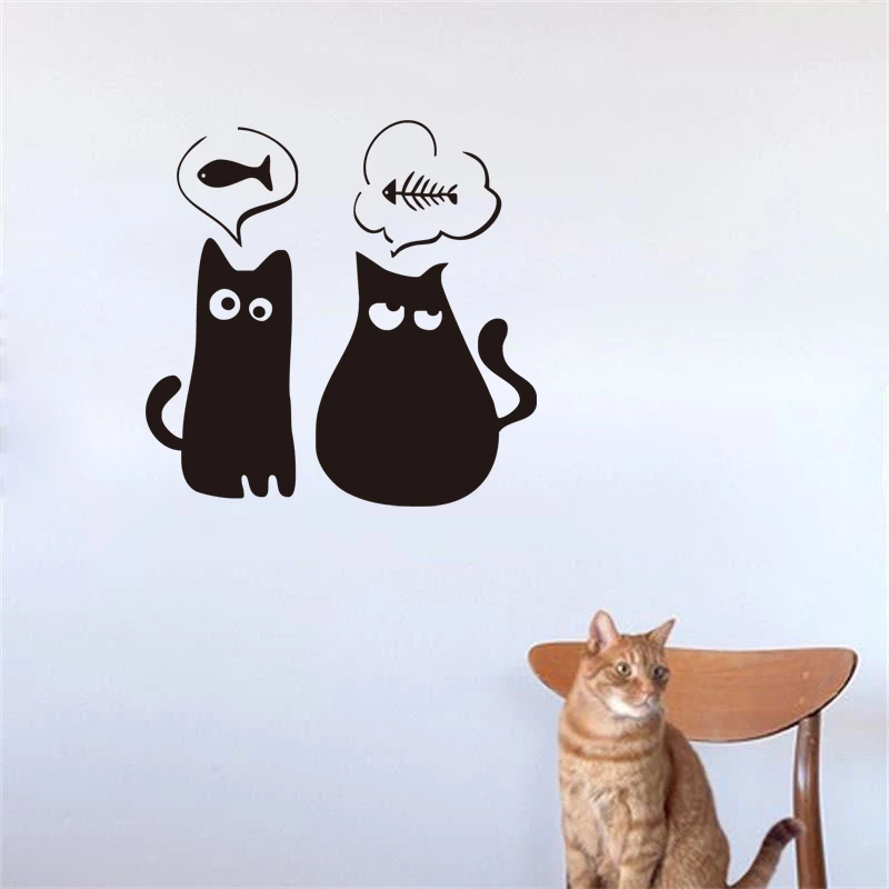 Забавные наклейки на стену с двумя котятами ZOOYOO котами домашний декор украшения