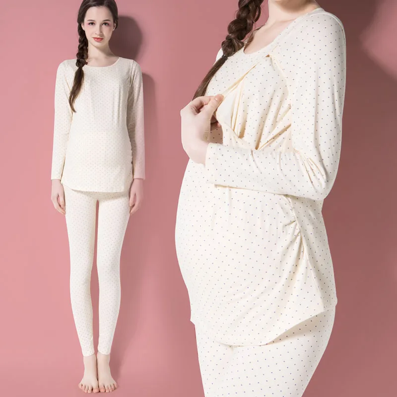 Autumn Nursing Pajamas for Maternity Clothes for Pregnant Women Cotton