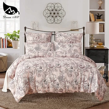 

Dream NS Bedding Set 100% Polyester Fiber Home Sanding Flower Pattern Pink Black Duvet Cover Sets 3PCS Bedding Set Modern
