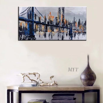 

Rushed New Posters And Prints Street View, Hand-painted American Architecture, Painting On Canvas, Wall Art Living Room
