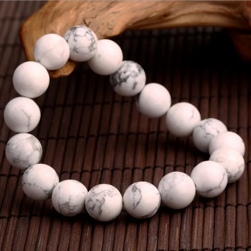 

2018 Hot Sell Fashion jewelry 10MM Natural white stone beads Charm Bracelets