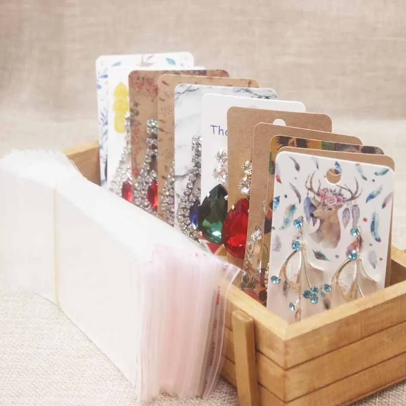 

100pcs/1lot 5cm*9cm krafta&white paper Jewelry Cards 35 colors Stud Earrings Display Packing Cards Custom LOGO your Own MOQ1000p
