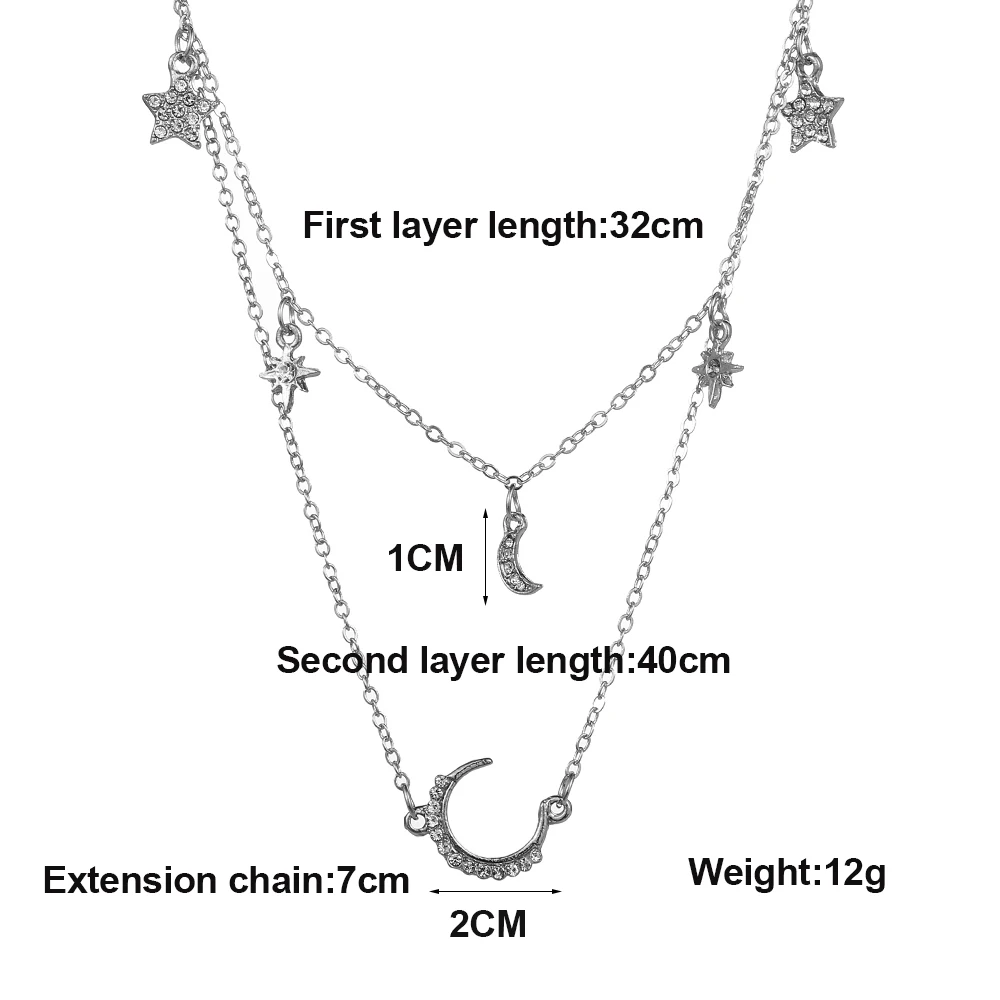 Винтажное изысканное многослойное ожерелье с подвеской очаровательное креативное Простое Элегантное ожерелье с подвеской в виде Луны