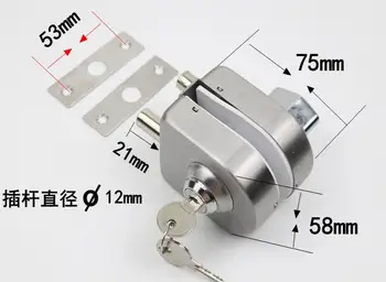 

Stainless Steel Entry Gate 10-12mm Glass Swing Push Door Lock Locks W Key Single Side