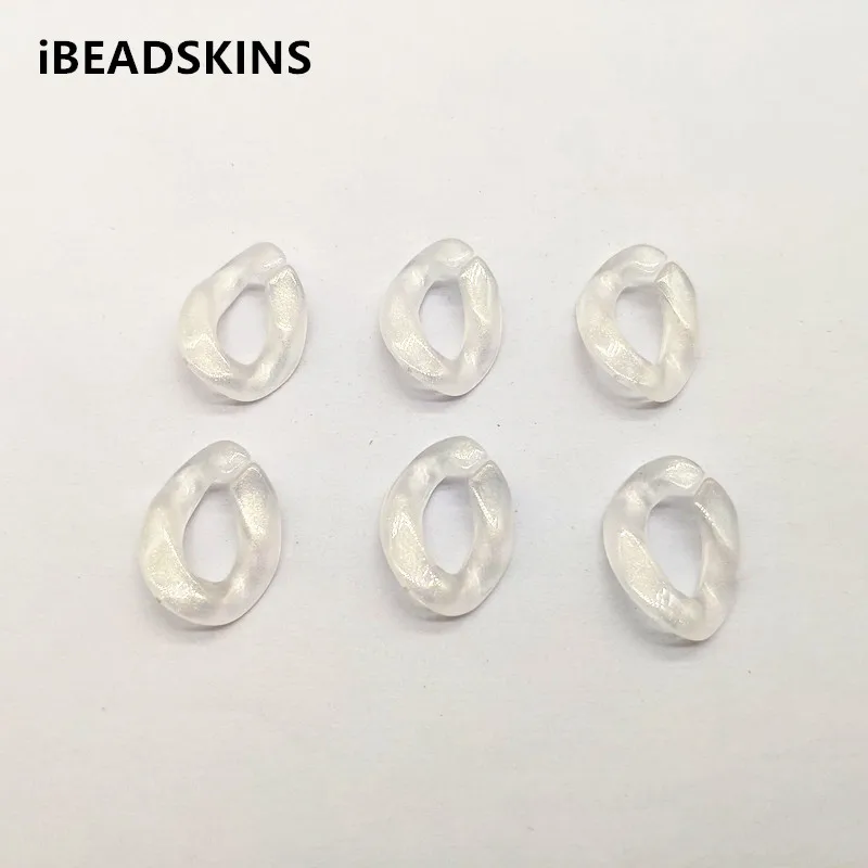 

New arrival 23x17mm 300pcs/lot clear Acrylic Built-in glitter powder chain-shape beads for jewelry DIY making