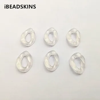 

New arrival 23x17mm 300pcs/lot clear Acrylic Built-in glitter powder chain-shape beads for jewelry DIY making