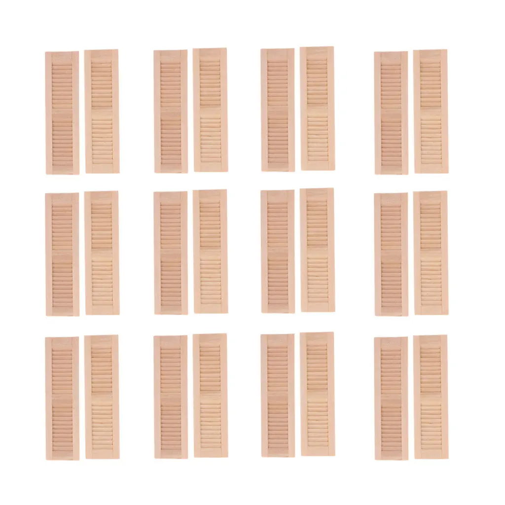 1 Pair 1//12 Dollhouse Furniture Wooden Shutters DIY Window Accessories