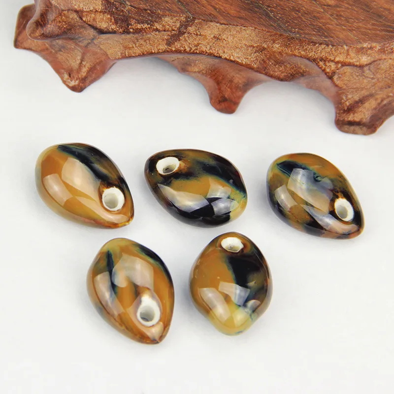 

2pcs/lot Double-side Gradient Color Water Drop Ceramic Pendant 25x19x11mm Porcelain Necklace Charms DIY Jewelry Making Materials