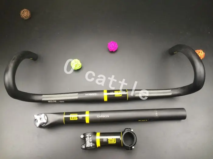 

Road Bike Parts Handlebar Carbon Handlebar Kit + Seat Post 5/20 Degrees + Stem Black Mat Ultralight professional