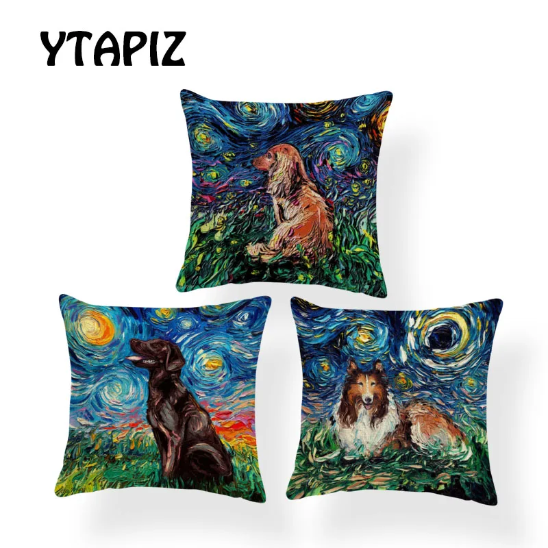 

Personalized Painted Dog Pillow Case Schnauzer Shepherd Husky Pakistani Dog Grass Decorative Pillow Home Bedroom Cushion Cover