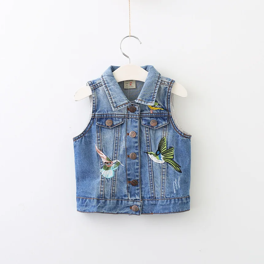 Buy Kids Denim Vest 2017 Autumn Girls Vest Embroidery