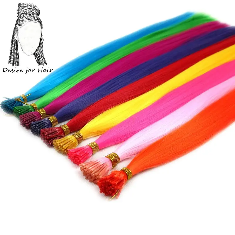 Desire for hair 100strands 22inch long 1g heat resistant ombre grey purple synthetic I tip micro ring hair extensions for Party