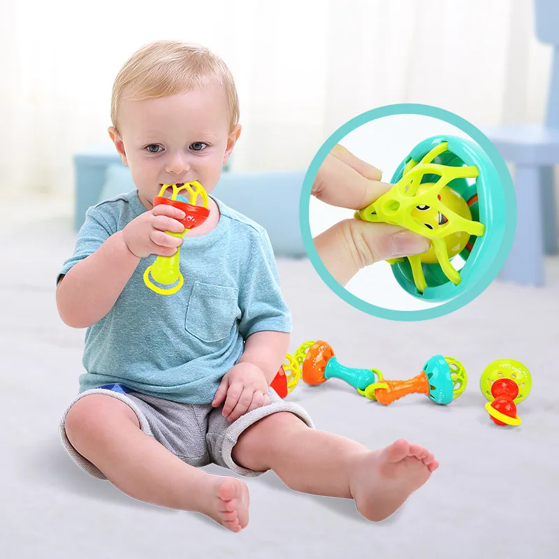 

Baby Rattles Toy Intelligence Grasping Gums Plastic Hand Bell Rattle Funny Educational Mobiles Toys Birthday Gifts Baby Rattle