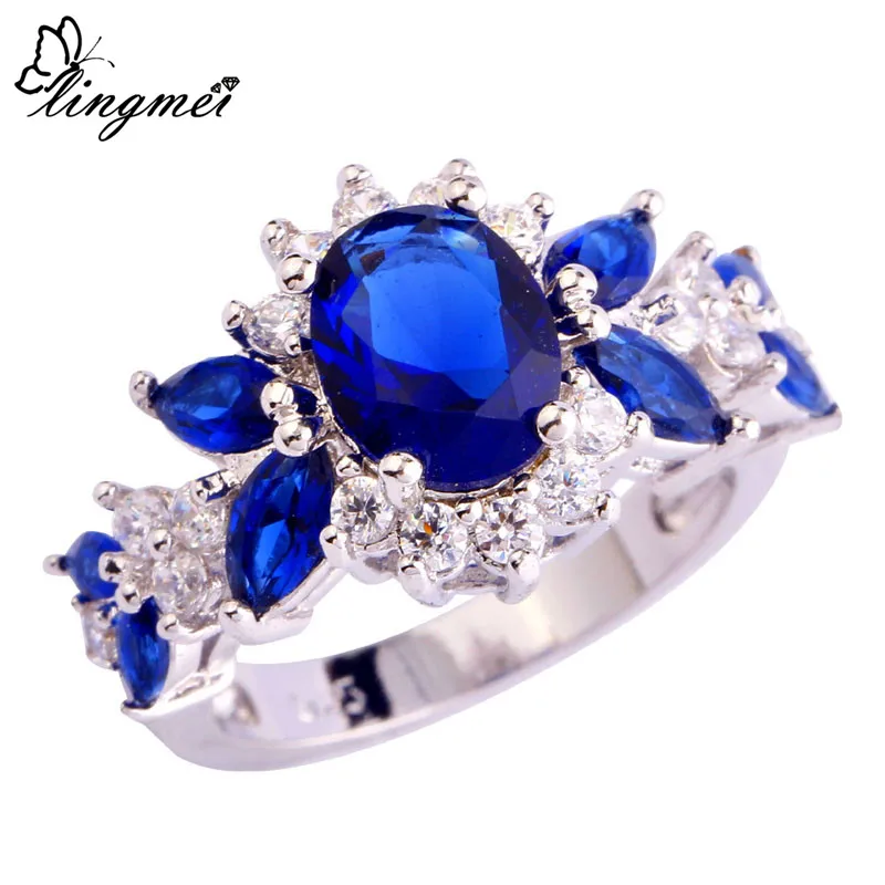 lingmei Wholesale Fashion Jewelry AAA Multi-Color Cubic Zirconia Silver Color Ring Size 6 7 8 9 10 For Unisex Rings