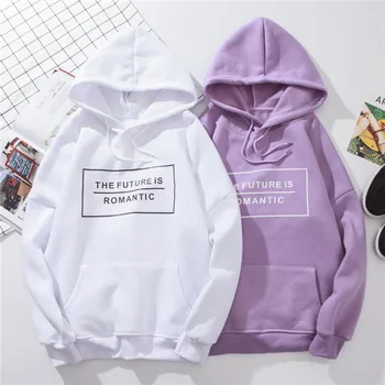 

2019 winter Women's Hoodie Sweatshirt woman Harajuku Blackpink Kawaii letter Singlet pullover white Oversized hoodie white Tops