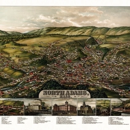 Vintage Map of North Adams Massachusetts 1881 Berkshire County Poster Print (18 x 24)