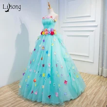Floral Sin Tirantes Prom Vestidos de Flores de Colores Del Partido de Tarde Vestidos de Fiesta Vestidos vestido de festa Piso-Longitud Vestido Sin Tirantes