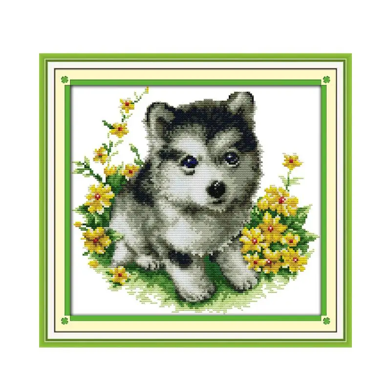 Dog handmade DIY embroidery cross stitch printing embroidered cloth dog animal pattern DMC embroidery thread hanging painting cross stitch kit cross stitch tools