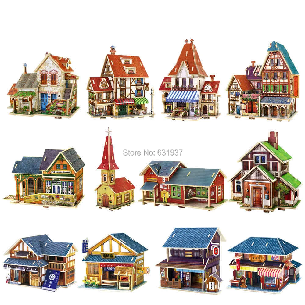 

3D Amorous feelings of the world Diy Doll House Children's toys wooden Adult assembly building jigsaw puzzle model Building Gift