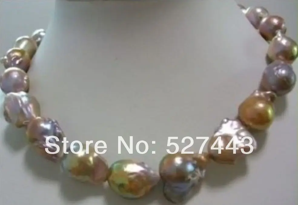 

Wholesale free shipping >>huge Color AAA 15-25mm south sea baroque pearl necklace 18 INCH