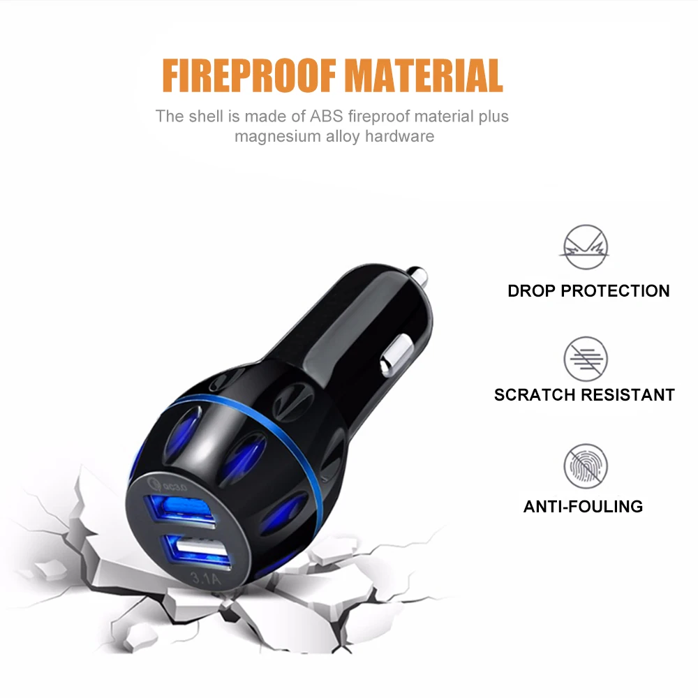 QC3.0+ 3.1A Halo автомобильное зарядное устройство портативное для автомобиля