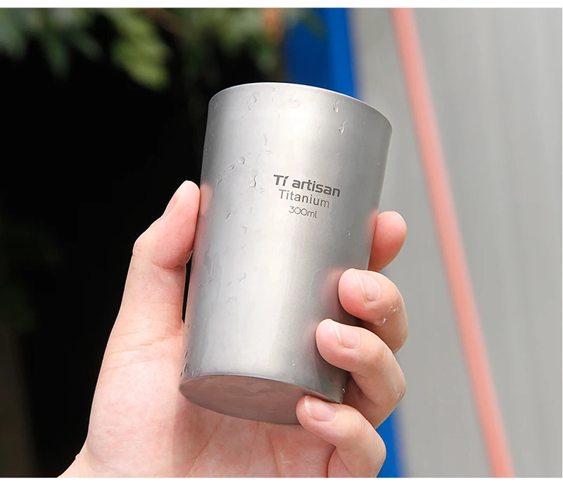 Caneca de Café Copo de Acampamento ao ar Acampamento de Titânio Caneca de Chá Copo de Cerveja Dupla de Viagem ao ar Caneca Livre Puro Beber Parede Equipamentos 300ml 7 Esporte e Lazer