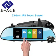E-ACE 7.0 Inch IPS Touch Screen Car DVR Full HD 1080P Video Recorder Dual Dash Camera Mirror Rear View Auto Registrator Dashcam