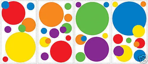 CIRCLES POLKA DOTS wall stickers 31 big decals colorful room decor red blue