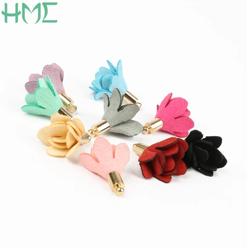 11 Colors Suede Flower Tassel Charm Pendant Earring Necklace Keychain Accessory for DIY Jewelry Makin Jewelry Findings Making