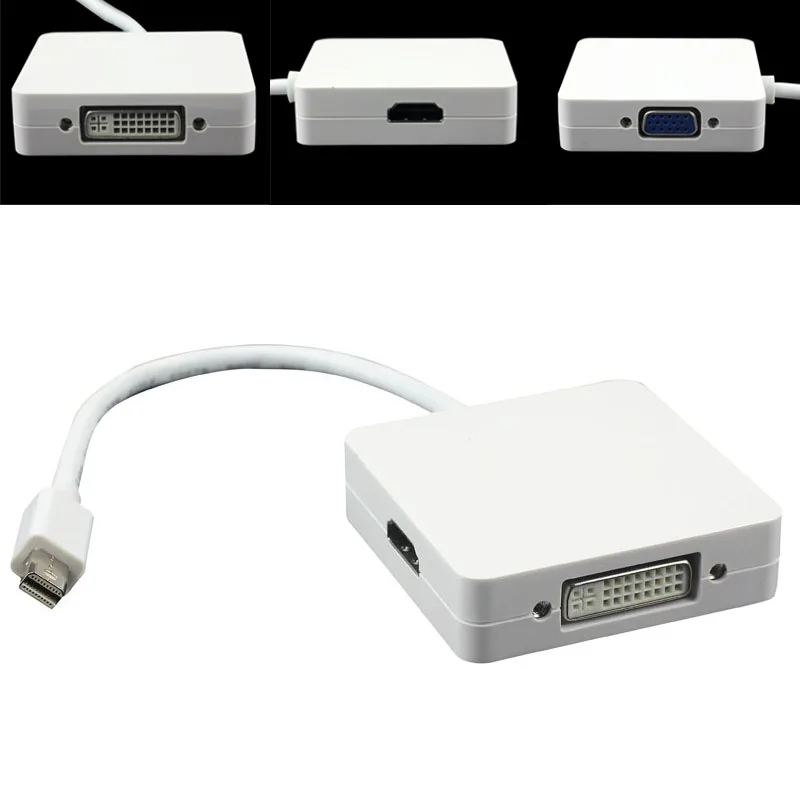 Новые 3 в 1 Mini DP Displayport, HDMI, DVI адаптер VGA для MacBook Air Pro 18Apr27