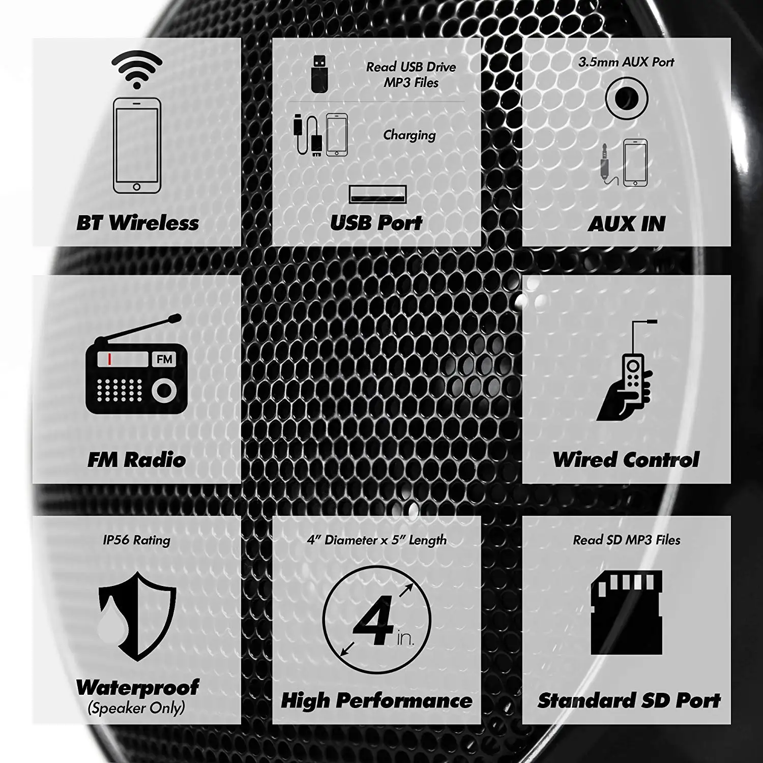 Aileap 1000W мотоцикл аудио 4 канальный усилитель колонки Системы, Поддержка, Bluetooth, AUX, FM радио, sd-карта, USB Stick(черный