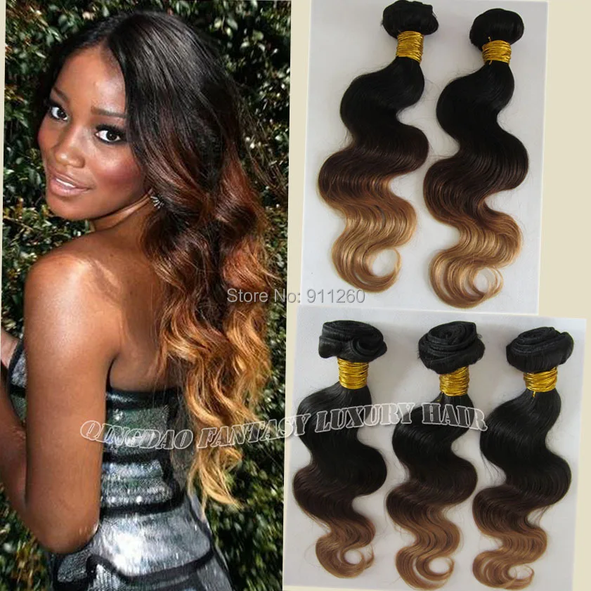 

T Color Piano Color Ombre Brazilian Virgin Human Hair Weave, T 1b 4 27 Ombre Hair Extension Virgin Body Wave Hair Weft