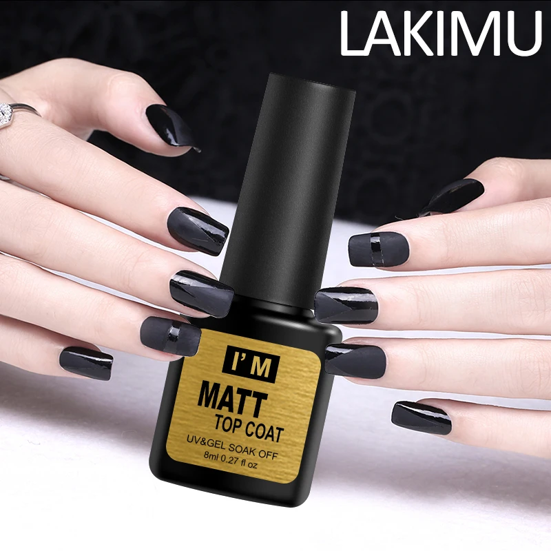

Lakimu Matt Top Coat Gel Shiny UV LED Soak Off Gel Polish Top Base Coat Matte Long Lasting Gel Varnish Hot Sale Frosted Surface