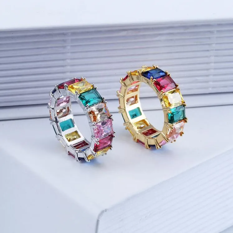 

Fashion Colorful Baguette Cubic Zirconia T Shape Stone Finger Rings for Women Gold Color Engagement Wedding Party Jewelry KR165