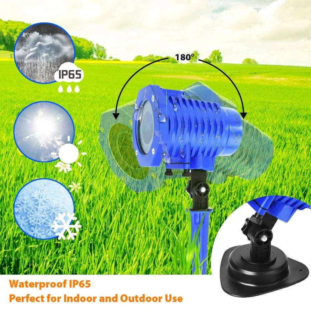 8 Slides Animated Led Projector Light Sata Claus Elk Patterns Waterproof IP65 with Remote Control,Ideal for Christmas Decoration