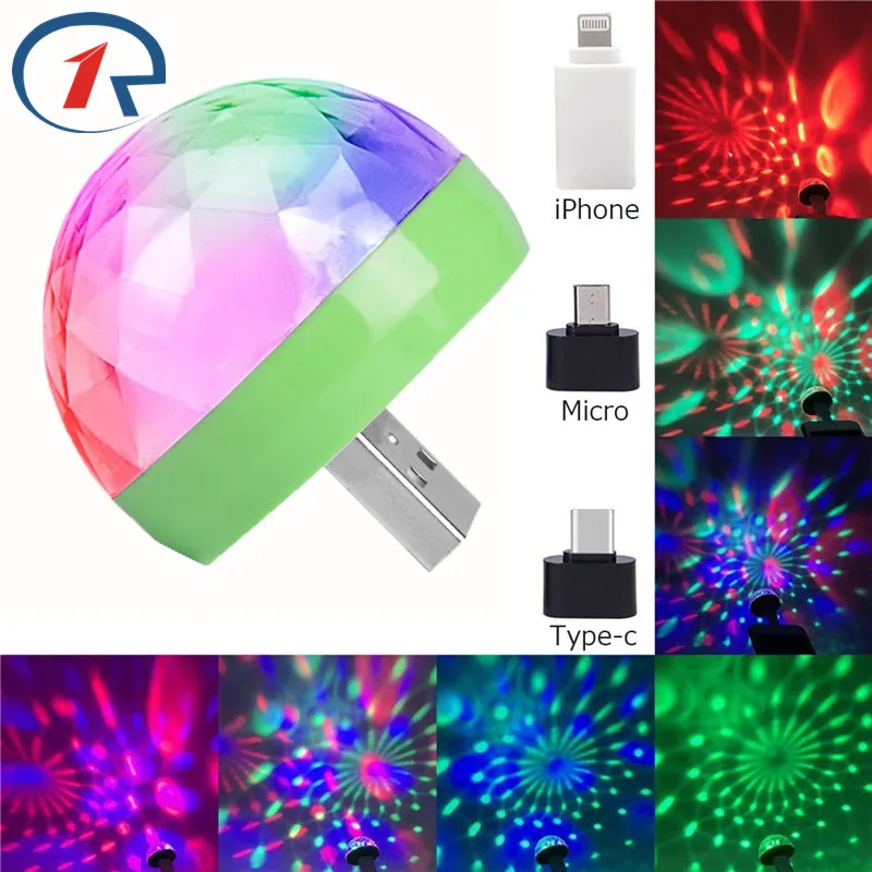 

ZjRight Colorful Crystal LED Party Effect Light DC 5V by iPhone Samsung power Bank Portable disco KTV holiday Home effect lights