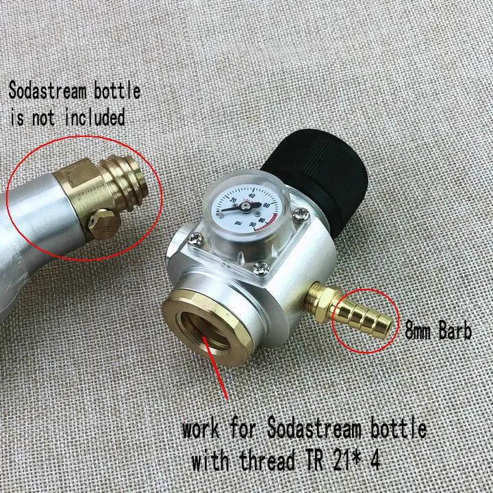 

Sodastream CO2 Mini Gas Regulator CO2 Charger Kit 0-90 PSI corny cornelius keg charger for European Draft Beer Kegerator