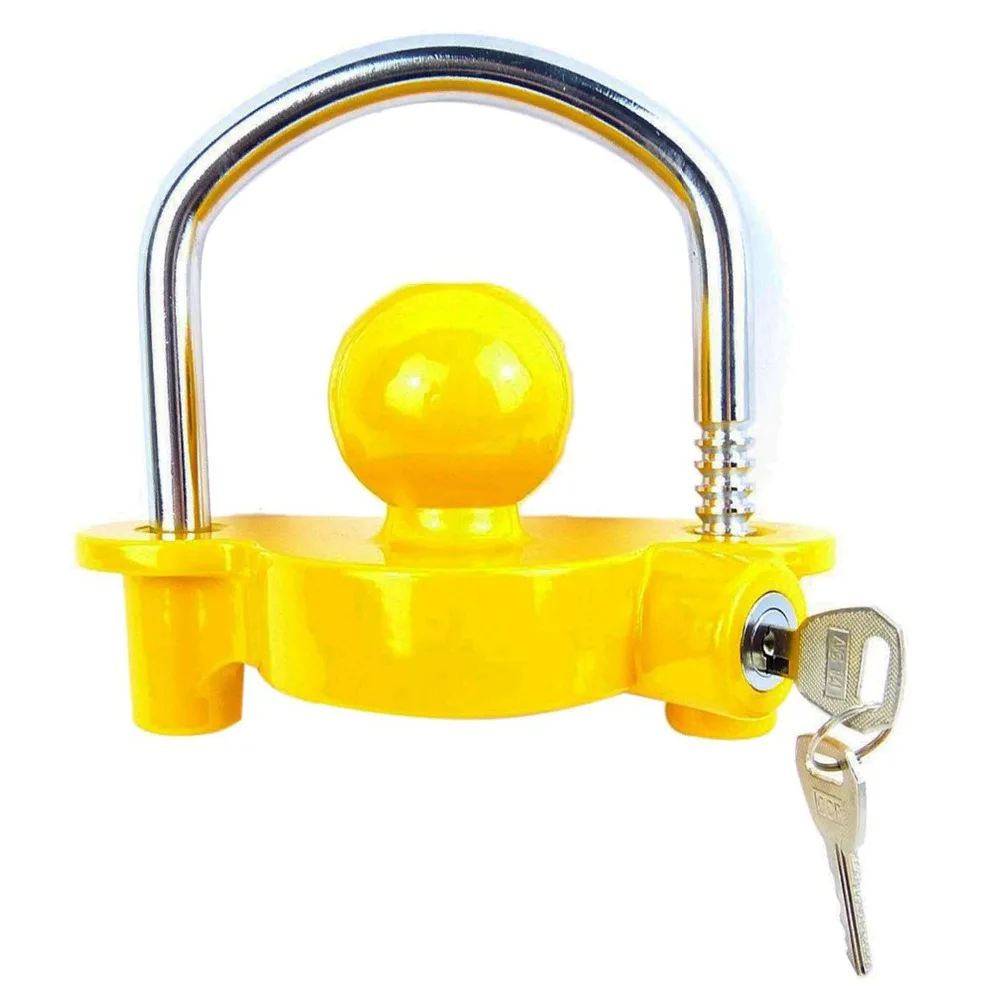 

New Arrival Trailaer Coupling Hitch Lock Trailer Parts Universal Tow Ball Yellow Security Anti-Theft Lock Trailer Accessories
