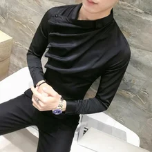 Высококачественная Мужская рубашка Homme, вечерние рубашки, Весенняя приталенная Мужская рубашка с длинным рукавом, смокинг, свадебная рубашка для жениха, S-3XL