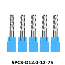 5 шт./lotd12-12-75 Вольфрам Сталь конец Дробилки 3-Флейта плоский голову фрезерные Резаки для SIM-карт конец карбида Дробилки HRC45 подходит для