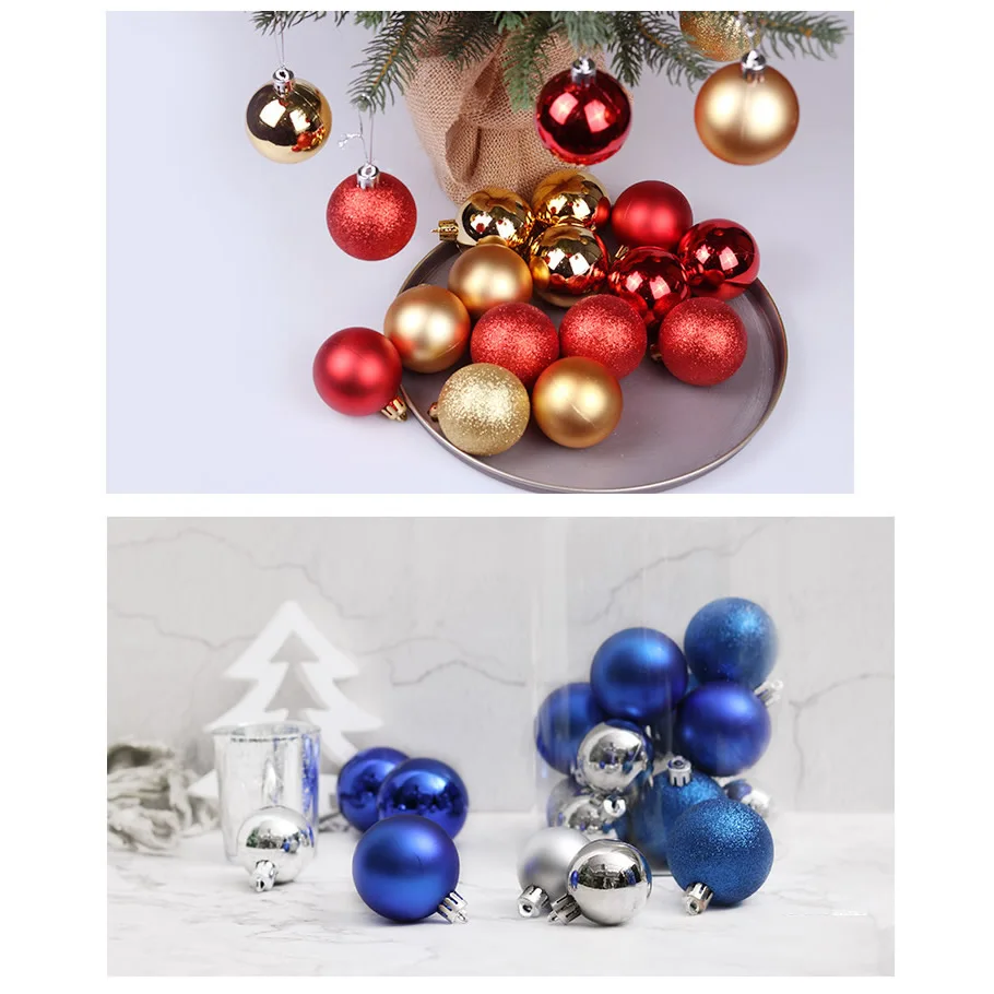 24 unids/lote Color 6 cm/2,4 pulgadas árbol de Navidad decoración bola adornos colgar Bola de adorno brillante para casa bar decoración de fiesta