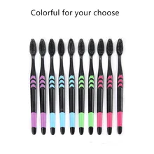 5 предметов в лоте, 10 шт./упак. двойной Ultra Soft бамбукового угля нано Зубная щётка с черной зубной щеткой-отбеливание зубов Зубная щетка черный