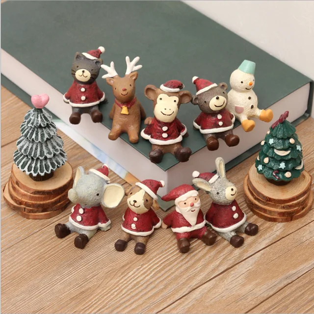 10pcsset christmas miniatures figurines look up to the sky cute resin animals christmas decorations - Christmas Miniatures 10pcsset christmas miniatures figurines look up to the sky cute resin animals christmas decorations - Christmas Miniatures