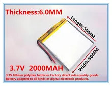 Free shipping 3.7 V lithium polymer battery 2000mah 605050 GPS mobile power electronic navigation tablet PC batteries