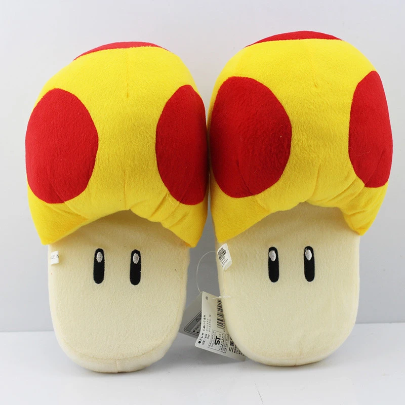 hoogte Vertrek Delegeren 28 cm Super Mario Bros Goud Paddestoel Pluche Slippers Volwassen Indoor  Warme Pantoffels| | - AliExpress